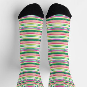 Calcetines Rayas verdes rosadas lindas
