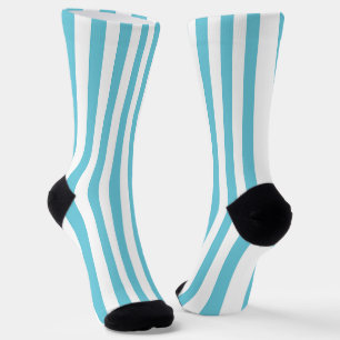 Calcetines Rayas verticales clásicas de azul claro y blanco