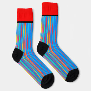 Calcetines Rayas Verticales Geométricas Top Rojo