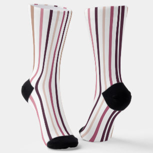 Calcetines Rayas Verticales Rosa Malva