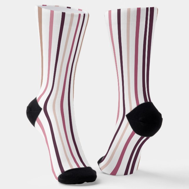 Calcetines Rayas Verticales Rosa Malva (Angular)