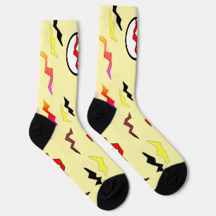 Calcetines Rayo Relámpago Rojo de Halloween Crema