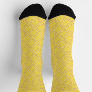 Calcetines Rectángulos Rojos Amarillos Patrón de mosaico