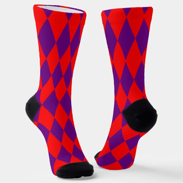 Calcetines Red and Purple Harlequin Checkered Design  (Subido por el creador)
