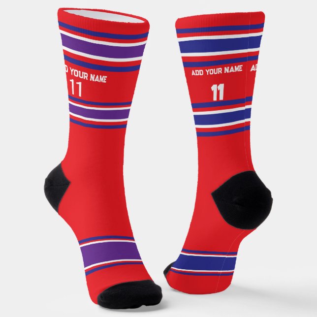 Calcetines Red and purple Sport Jersey - Name Number Socks (Angular)