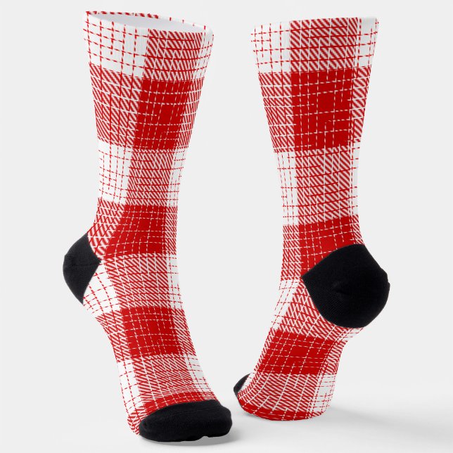 Calcetines Red and White Bold Checkered Plaid Design  (Subido por el creador)