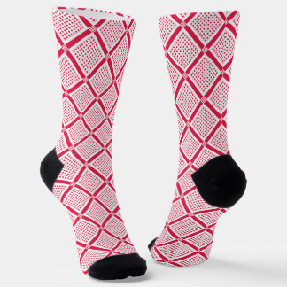 Calcetines Red and white geometric checkered pattern retro