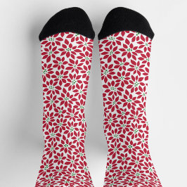 Calcetines Red and white patterned socks in red leaf 
