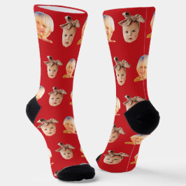 Calcetines Red Funny Personalizado 2 Face Photo Dad