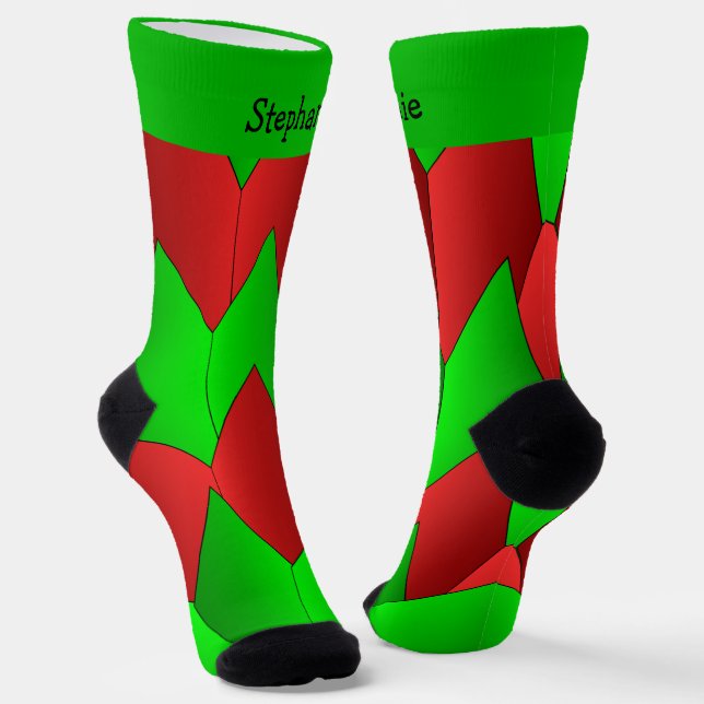 Calcetines Red Green Art Deco Design Socks (Angular)