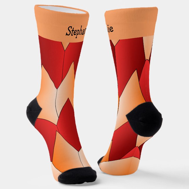 Calcetines Red Orange Art Deco Design Socks (Angular)