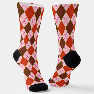 Calcetines Red Pink and Brown Argyle Pattern