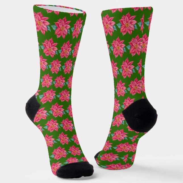 Calcetines Red Poinsettia Pattern (Subido por el creador)