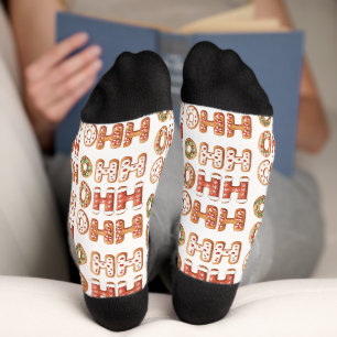 Calcetines Red White Ho Ho Ho Ho Ho Ho Ho Gingerbread Navidad