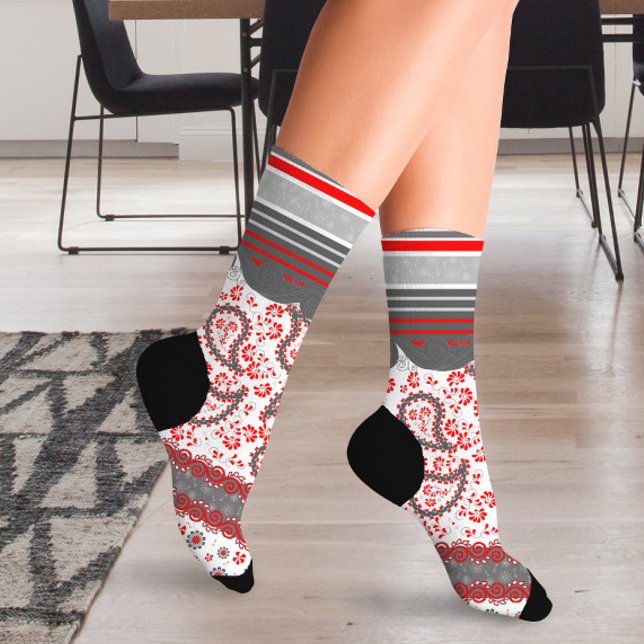 Calcetines Red y Black Paisley Bandana Damask (Subido por el creador)