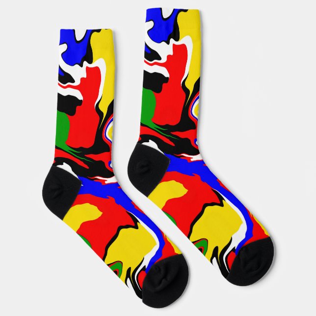Calcetines Red, Yellow, Black, Blue and Green Swirls  (Derecha)