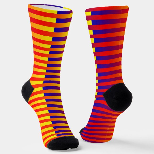 Calcetines Red Yellow Orange Blue Striped Pattern (Angular)