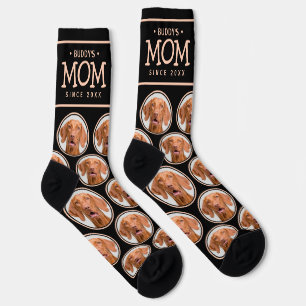 Calcetines Regalo de Mamá Mascota Perro Gato Foto Patrón Negr