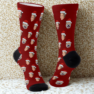 Calcetines Regalo de Navidades fotográficos Santa Hat Persona