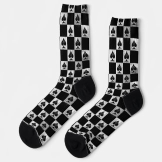 Calcetines Reina de espadas zócalos negro blanco Checkerboard