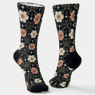 Calcetines Rejilla floral contemporánea equilibrada