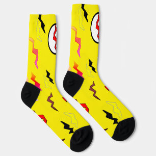 Calcetines Relámpago Rojo Amarillo Brillante de Halloween