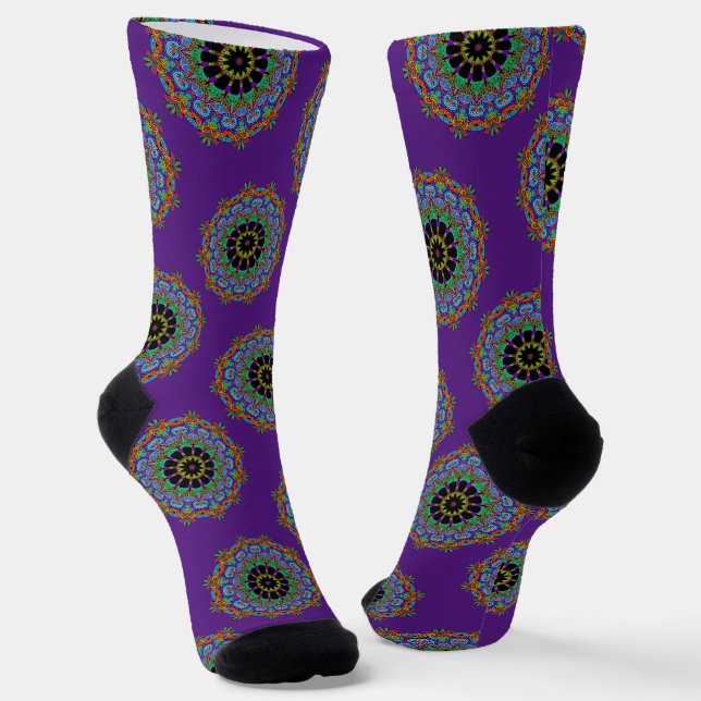 Calcetines Reloj de mano pintado Mandala Cara 24 (Angular)