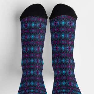 Calcetines Remolino abstracto de magenta y aqua retro y negro