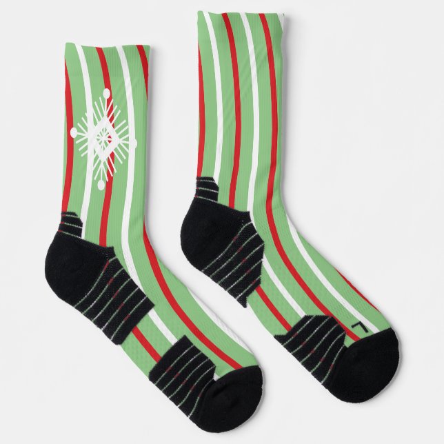 Calcetines Remolinos de Navidad Rojo Blanco Menta Copos de Ni (Derecha)
