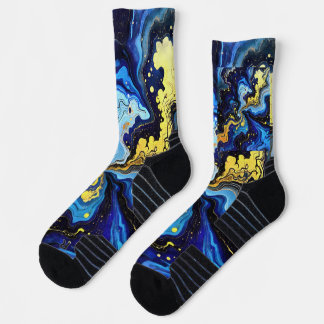 Calcetines Remolinos Vibrantes de Azul y Oro 4