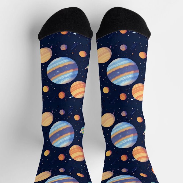 Calcetines Representación Artística Colorida de Planetas y Es (Arriba)