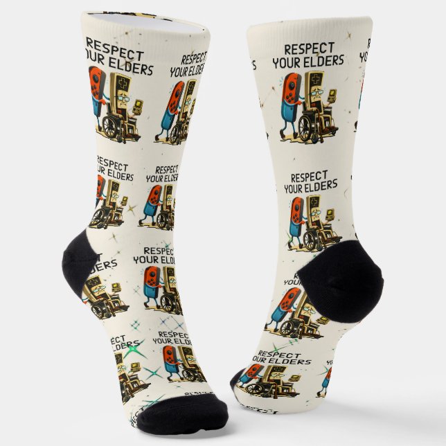 Calcetines Respect Your Elders Gaming Control Retro Funny (Angular)