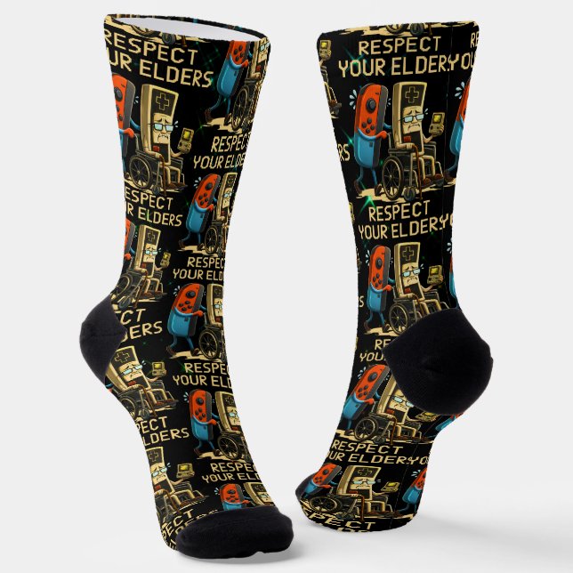 Calcetines Respect Your Elders Gaming Control Retro Funny (Angular)