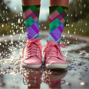 Calcetines Resumen colorido geométrico verde moderno púrpura