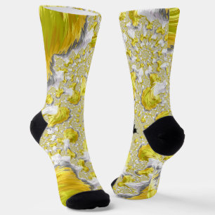 Calcetines Resumen de amarillo dorado Simetría fractal