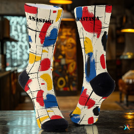 Calcetines Resumen de los zócalos de pincel con diseño de col