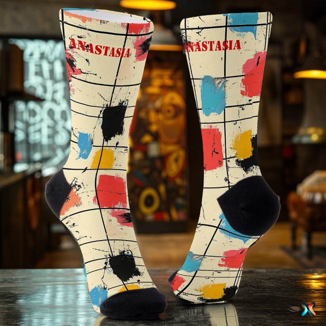 Calcetines Resumen de los zócalos de pincel con diseño de cua (Subido por el creador)