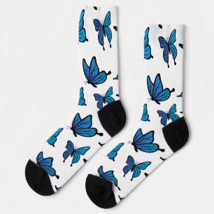 Calcetines Resumen de mariposas azules sin foco digital