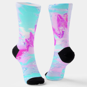 Calcetines Resumen De Ondas Rosa Y Azul