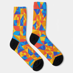 Calcetines Resumen del patrón Bauhaus en tres colores
