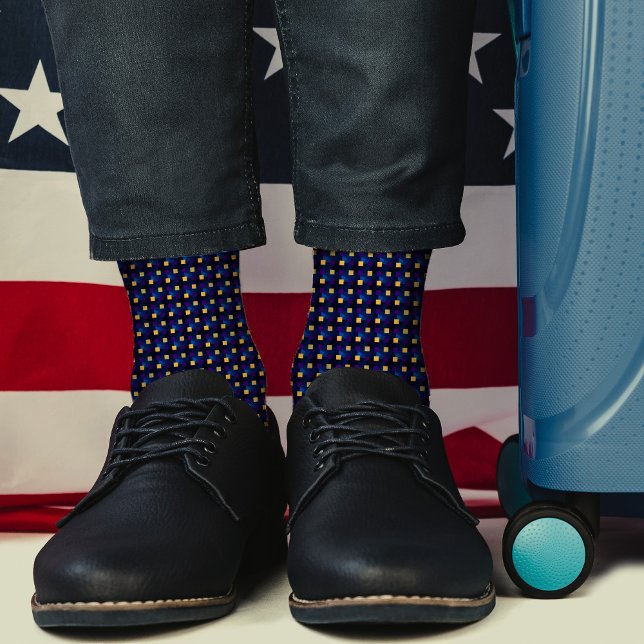 Calcetines Resumen del patrón de Guay de los píxeles amarillo (Subido por el creador)