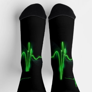 Calcetines Resumen del pulso del latido del latido verde bril