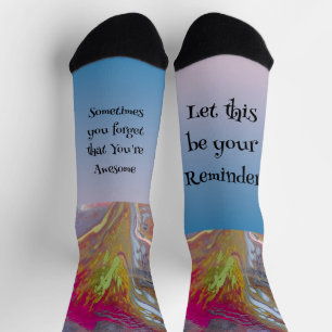 Calcetines Resumen Flor en colores brillantes con mensaje en