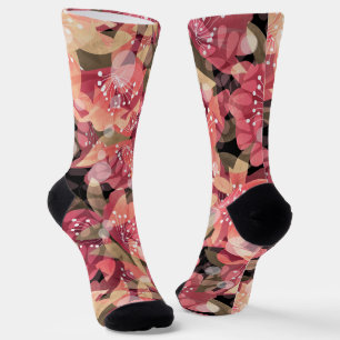 Calcetines Resumen lindo hermoso hermoso diseño floral de flo