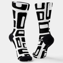 Calcetines Resumen moderno de mediados de siglo Patrón blanco