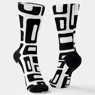 Calcetines Resumen moderno de mediados de siglo Patrón blanco