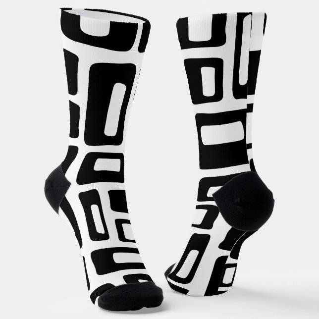 Calcetines Resumen moderno de mediados de siglo Patrón blanco (Angular)