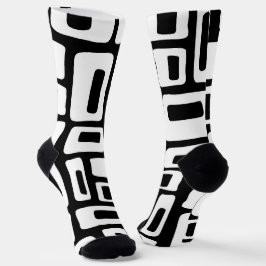 Calcetines Resumen moderno de mediados de siglo Patrón blanco