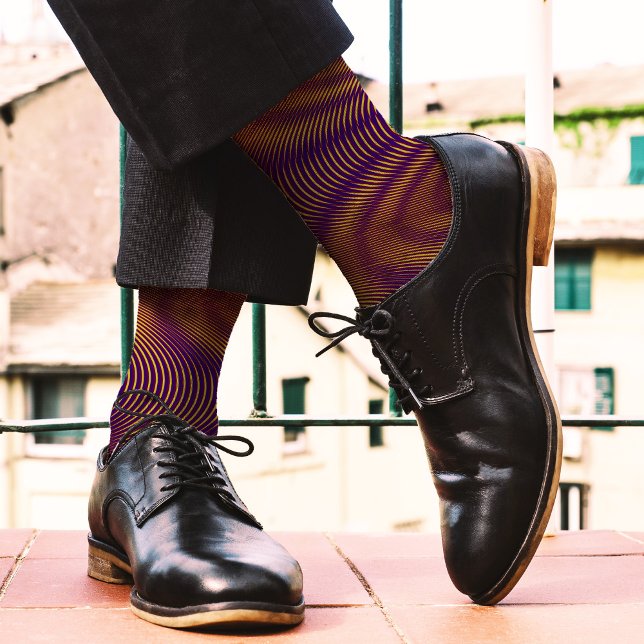 Calcetines Resumen moderno Efecto Moiré Purple Gold Fun Guay (Subido por el creador)