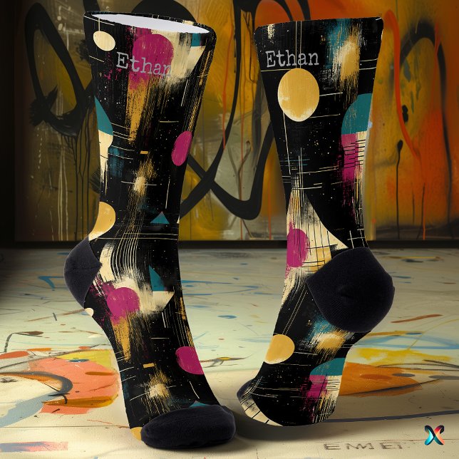 Calcetines Resumen moderno en amarillo, Verde azulado, magent (Subido por el creador)